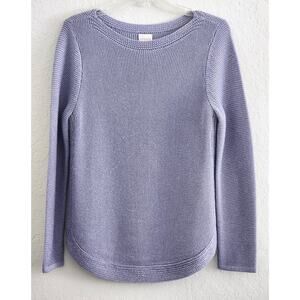 Sweater-Chico's-Lightweight Knit-Purple-Silver Metallic-Rounded Hem-Size 1/SM